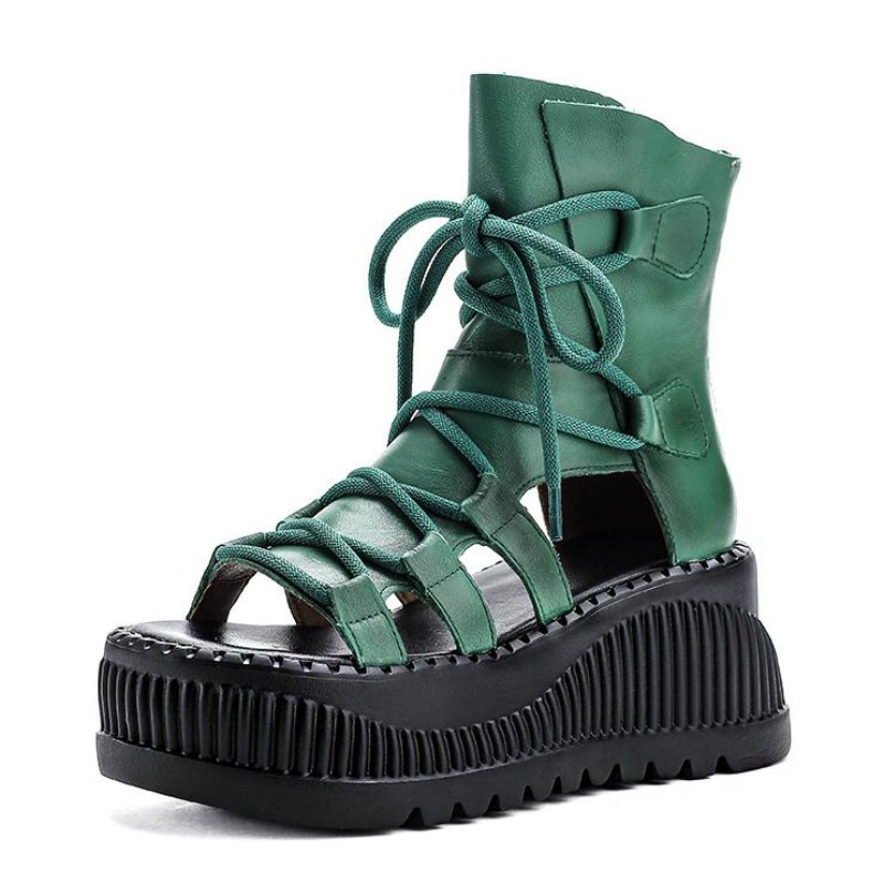 The Ethnic Fashion - 8CM Ethnische Kuh Echtes Leder Ankle