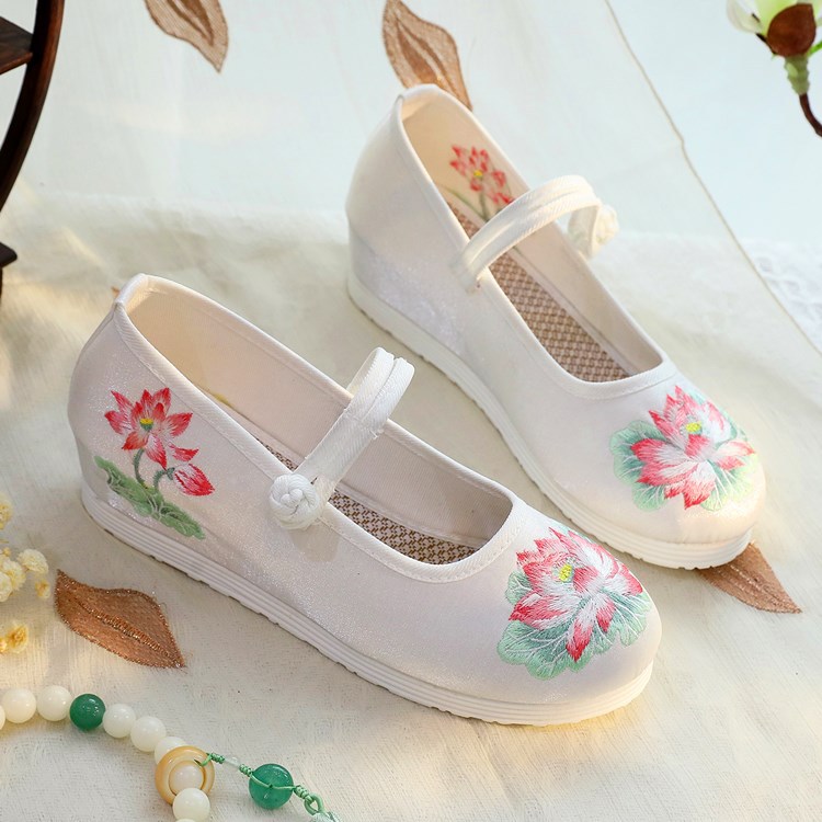 Ethnic Fabric - 2026 Damen-Mary-Jane-Schuhe mit weißem und grünem