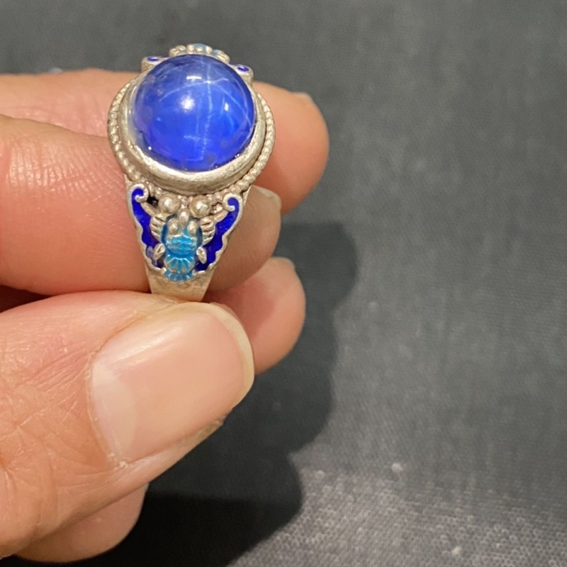 Ethnic Wear Men'S Fashion - Ethnischer Cloisonné Offener Ring, Exquisites Blaues