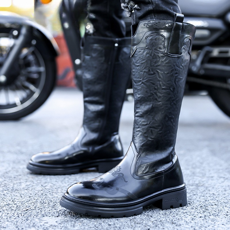 The Ethnic Fashion - Männer Mid-kalb Stiefel Hohe Qualität Patent