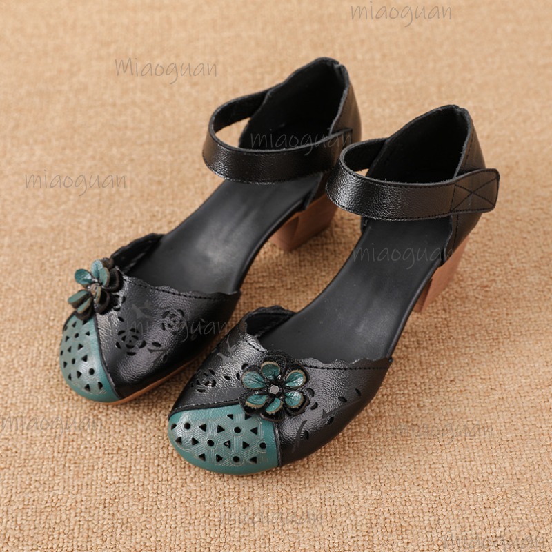 The Ethnic Fashion - Ausgehöhlte Gladiator-Sandalen mit Blumenmuster, Knöchelriemen und