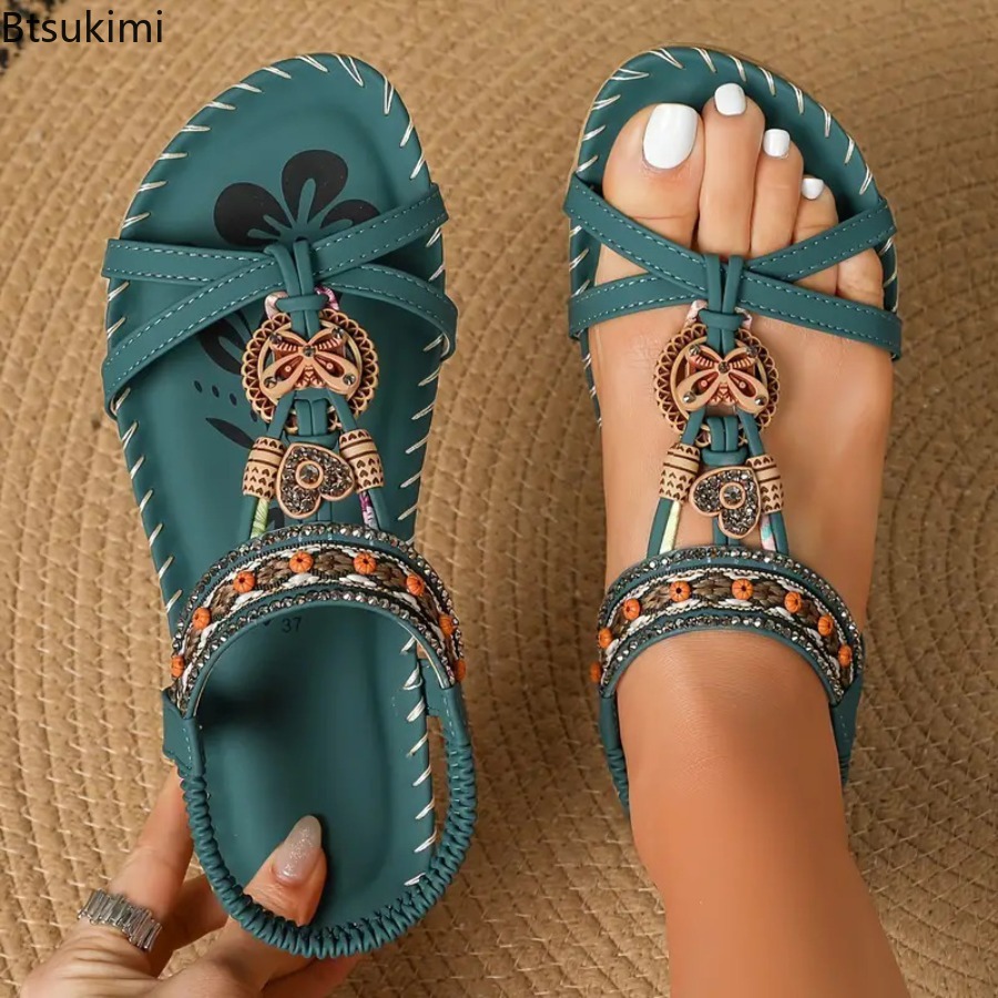 The Ethnic Fashion - Damen Boho-Sandalen für Outdoor und Strand,