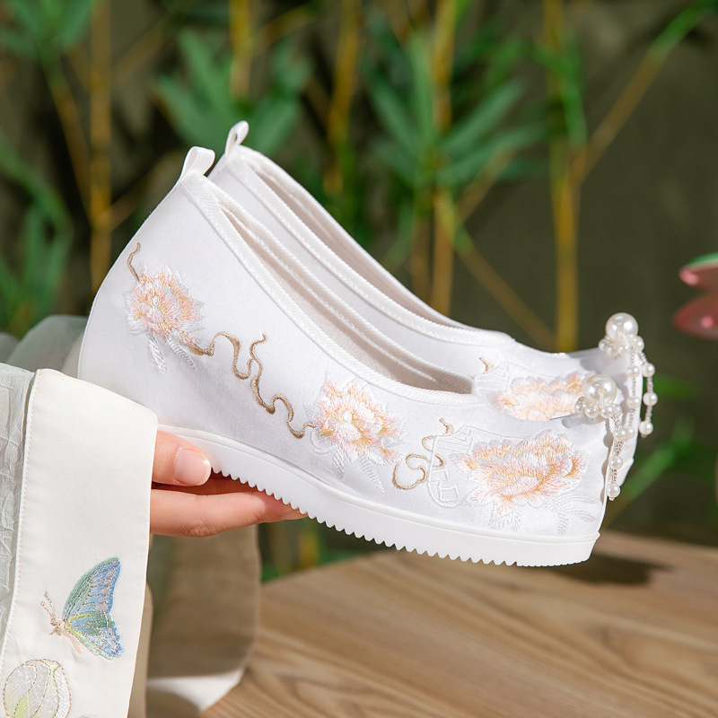 Ethnic Fabric - 2026 Damen Hanfu-Schuhe mit chinesischer Pfingstrosen-Stickerei,