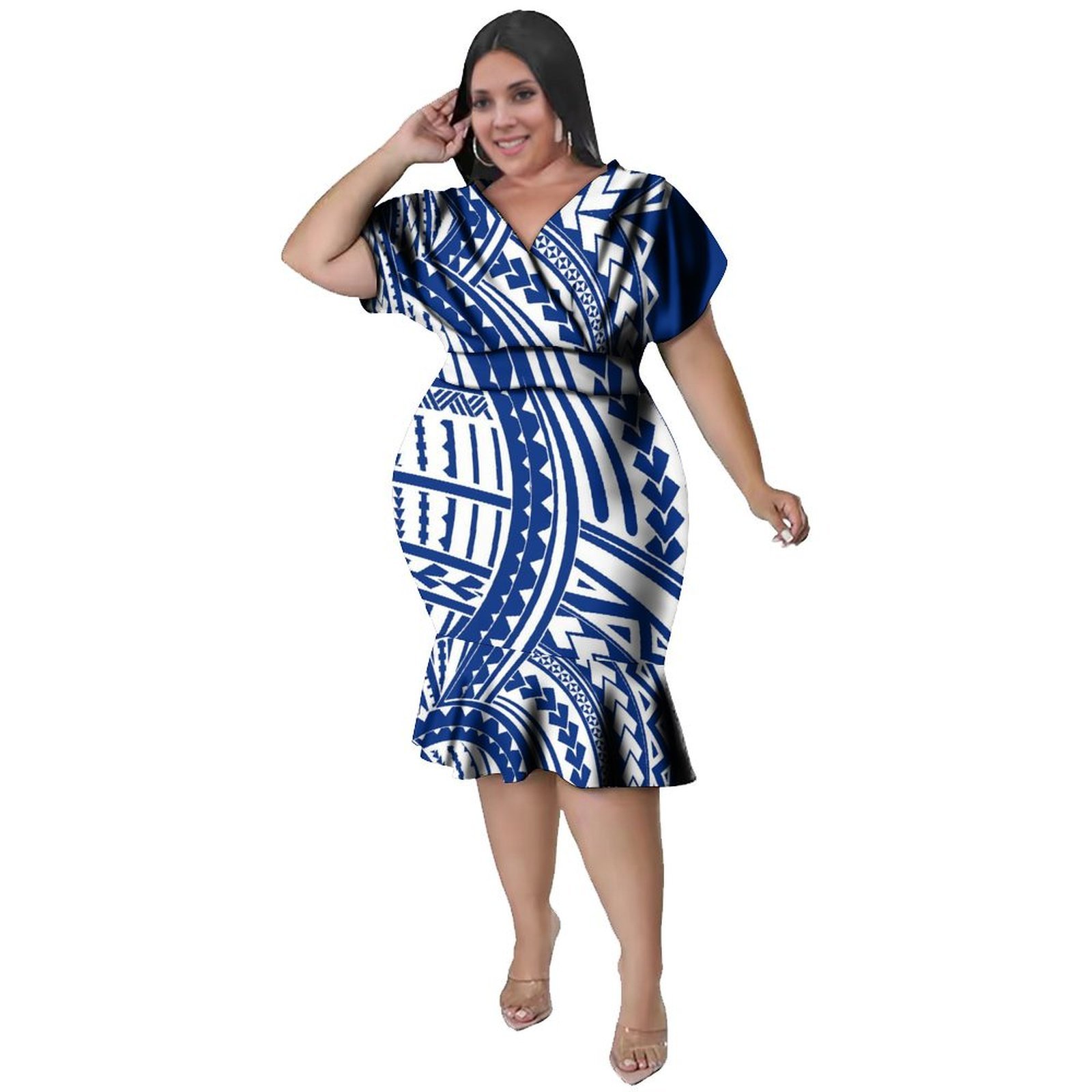V-Ausschnitt Damenkleid im Pol – Ethnic Fabric Bewertung und Preis