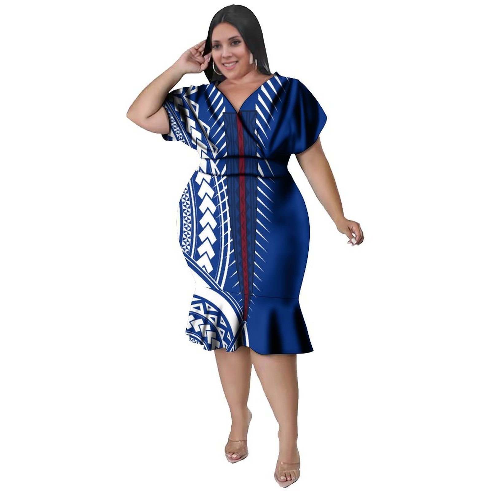 V-Ausschnitt Damenkleid im Pol – Ethnic Fabric Bewertung und Preis