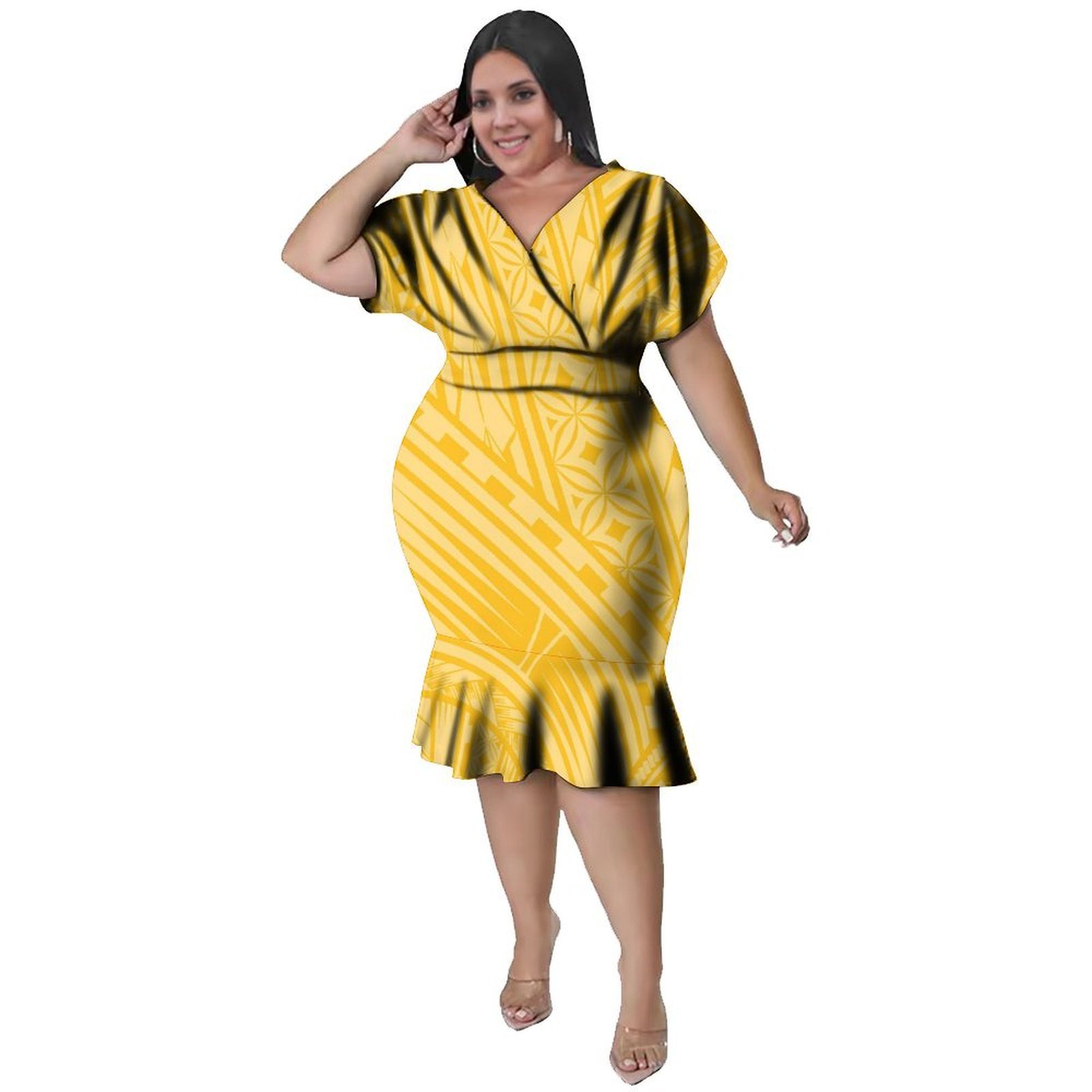 V-Ausschnitt Damenkleid im Pol – Ethnic Fabric Bewertung und Preis